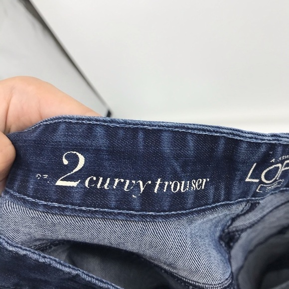 LOFT Ann Taylor Dark Wash Curvy Trouser Jeans Aize 2 - Picture 5 of 7